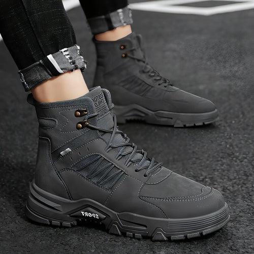 Men's High Top Men's Autumn And Winter Leather Work Shoes - Which Mark