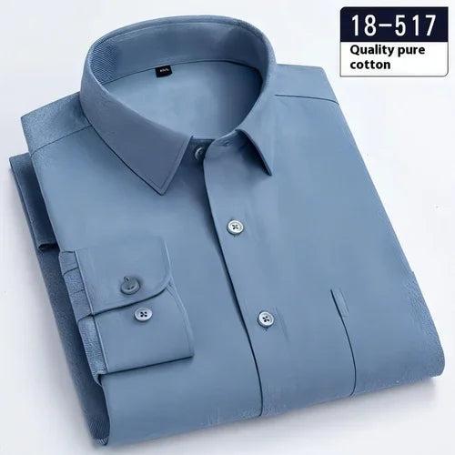 Men's Long Sleeve Solid Color Pocket Light Business DressShirt - Which Mark