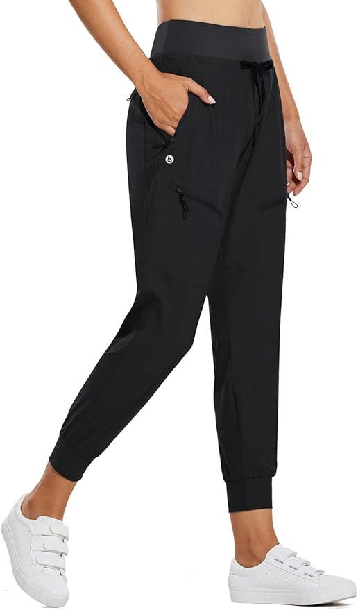 baleaf Women's Joggers Lightweight Hiking Pants High Waist 5 Zipper Pockets Quick Dry Travel Athletic UPF50+ - Which Mark