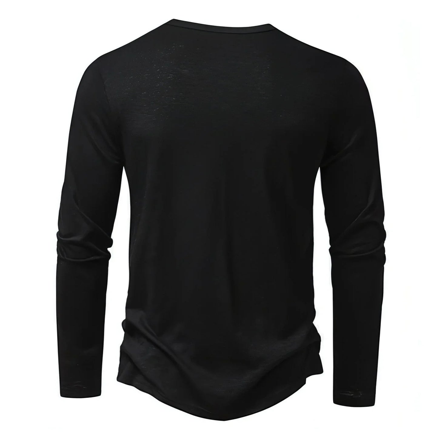 Mens Clothing Long Sleeve T-shirt Fashion Button Henry Collar Tops - Which Mark