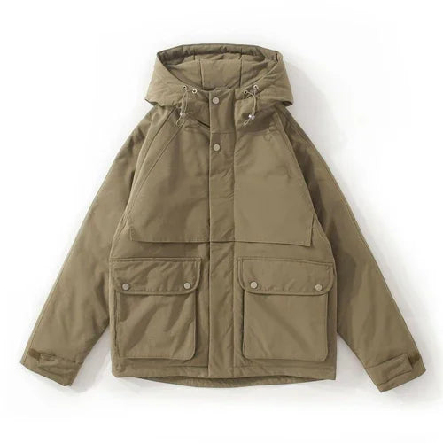All-match Short White Duck Down Hooded Jacket Men - Which Mark