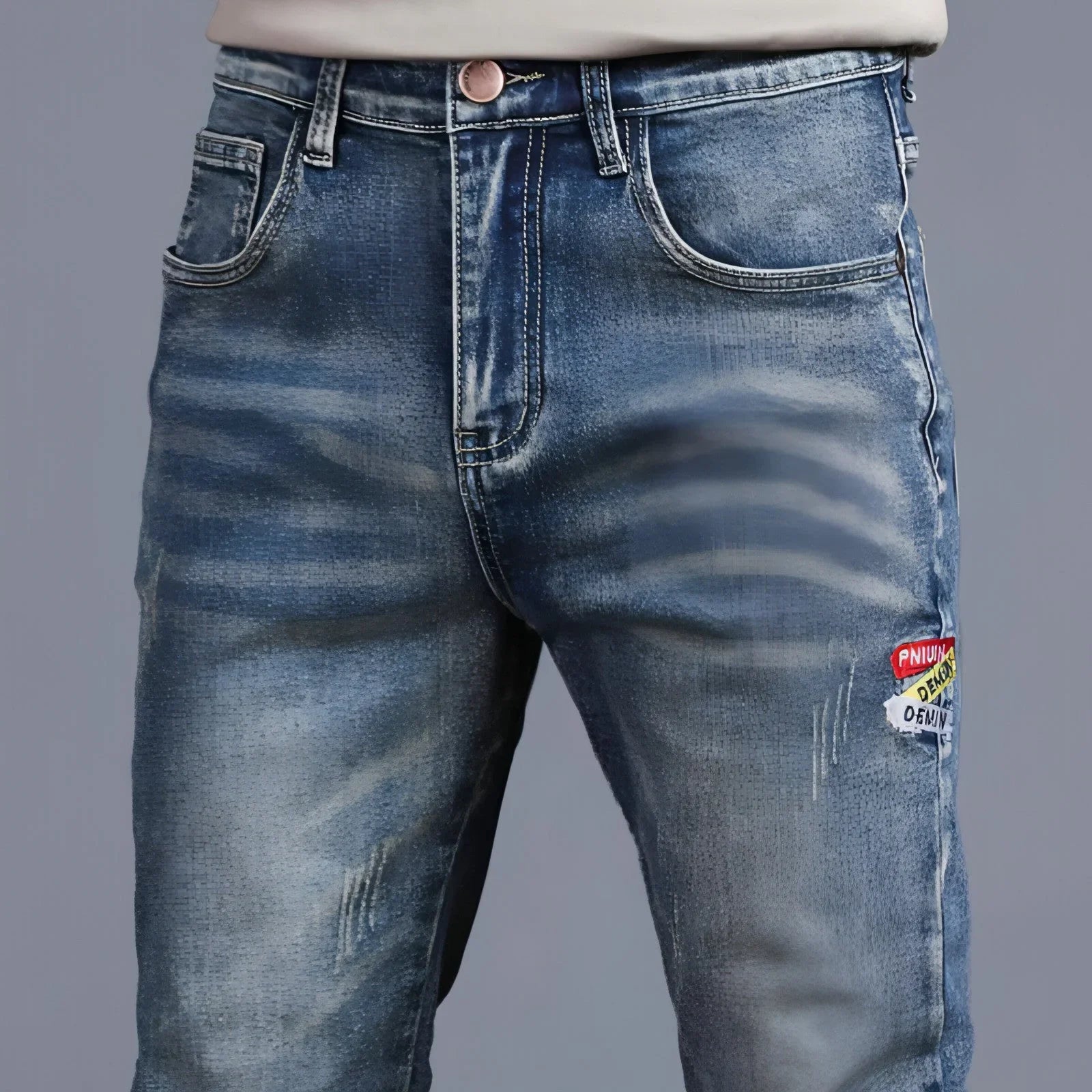 Youth Retro Embroidered Denim Pants Men Jeans - Which Mark