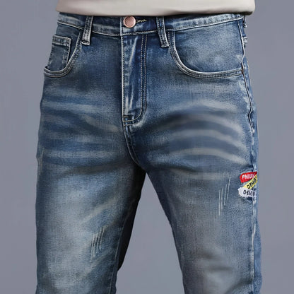Youth Retro Embroidered Denim Pants Men Jeans - Which Mark