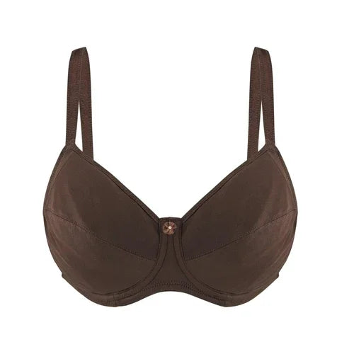 Cocoa-Underwired Silk & Organic Cotton Full Cup Bra with removable - Which Mark
