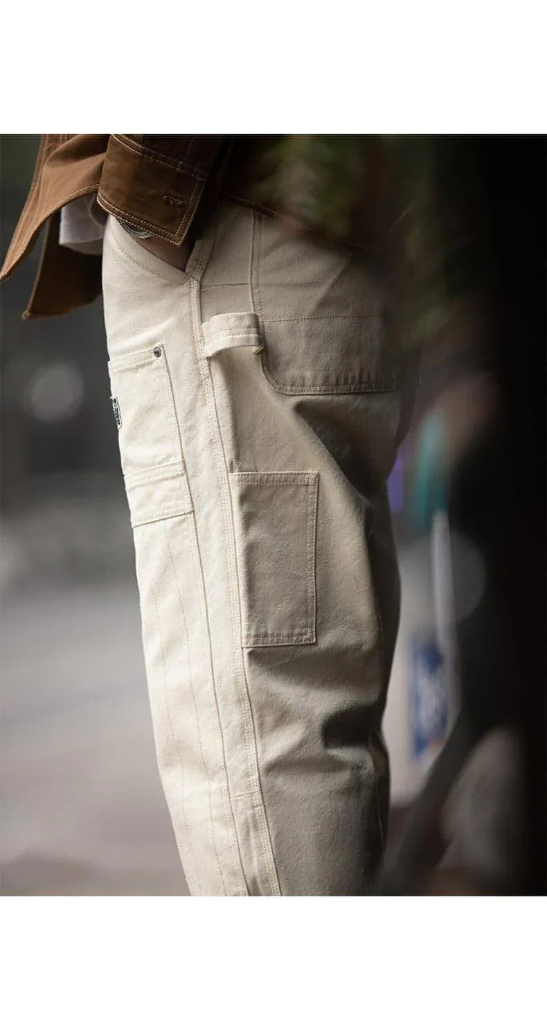 Retro Distressed Loose Creamy-white Jeans For Men - Which Mark