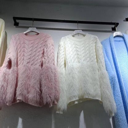 Cable-knit Sweater Women's Design Sense Loose - Which Mark