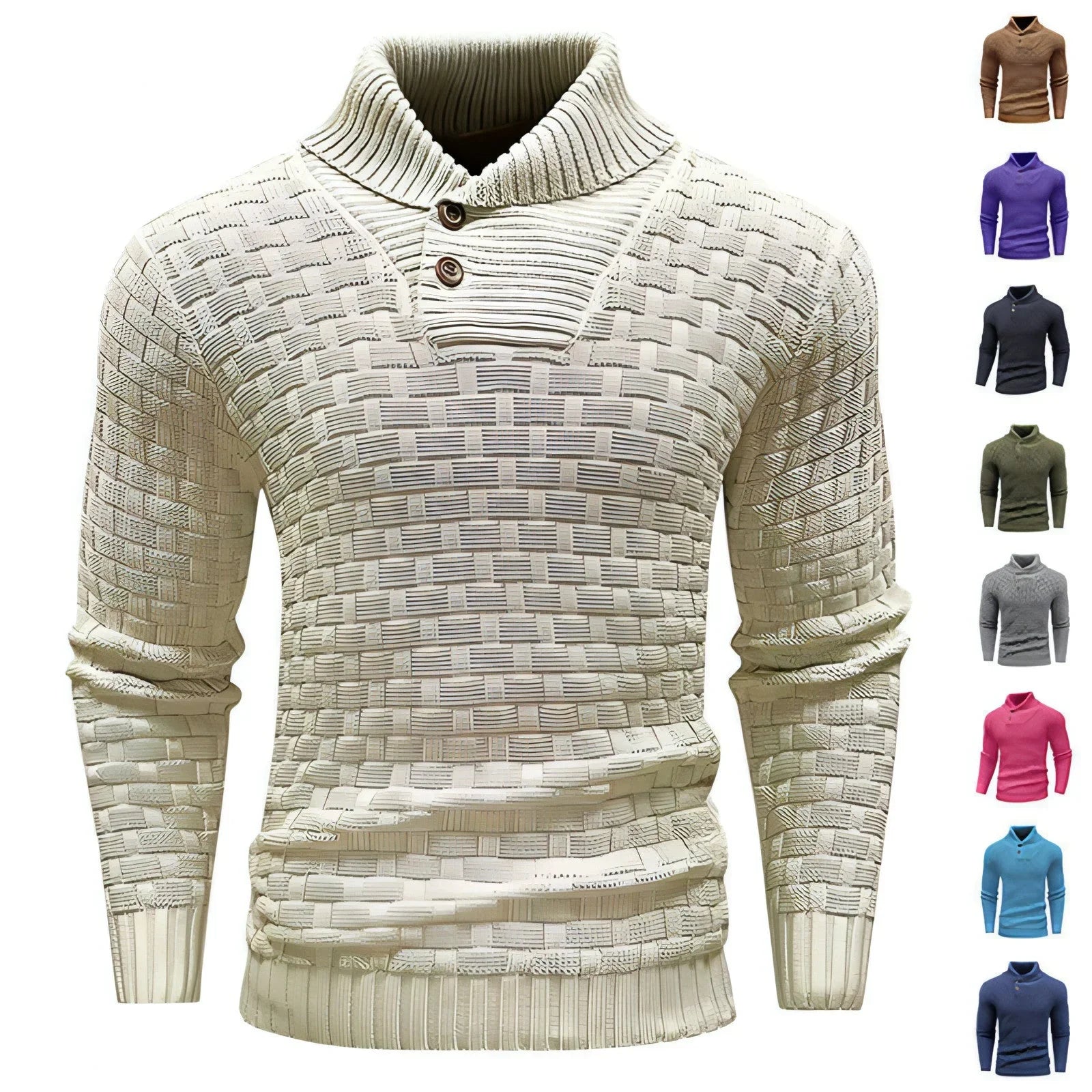 Chic Buttoned Slim Turtleneck Sweater for Men - Which Mark