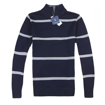 Slim Long-sleeved Casual Knit Sweater Men With Striped Wool - Which Mark