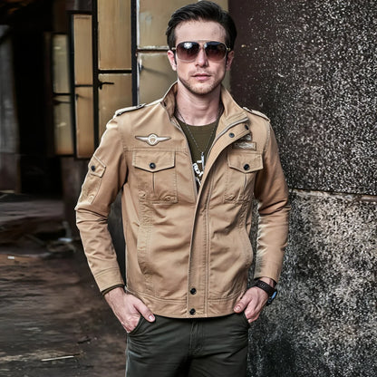 Tough Guy Washed Cotton Motorcycle Jacket Men - Which Mark