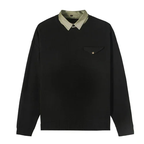 Youth Simple Everyday Fake Pocket Decorated Sweater Men - Which Mark