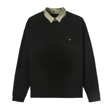 Youth Simple Everyday Fake Pocket Decorated Sweater Men - Which Mark