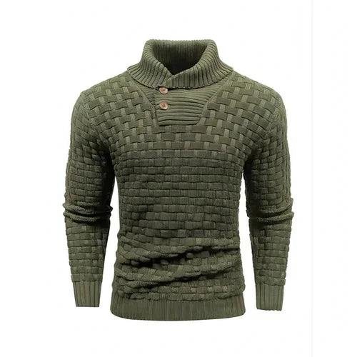 Chic Buttoned Slim Turtleneck Sweater for Men - Which Mark