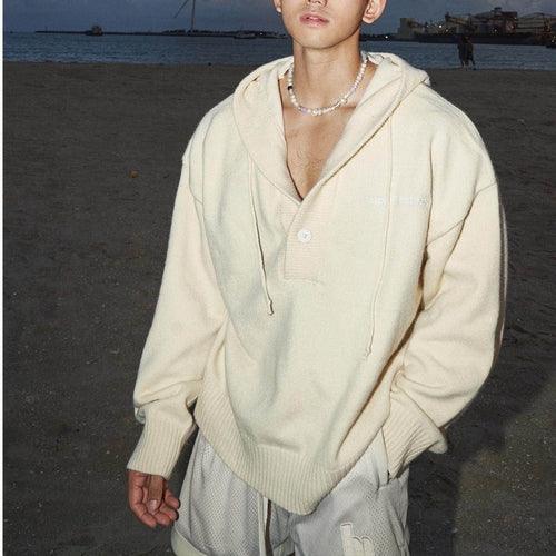 American Simple Embroidery Knitting Hooded Sweater Men - Which Mark