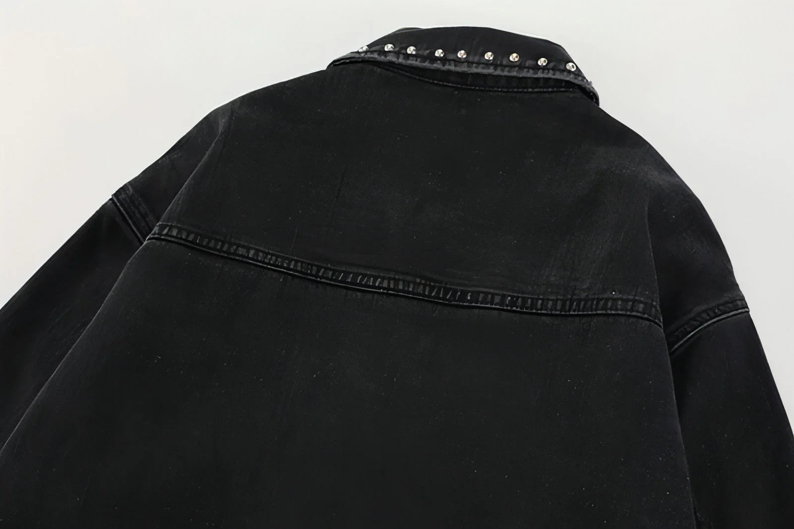 Heavy Beaded Black Denim Jacket For Men And Women - Which Mark