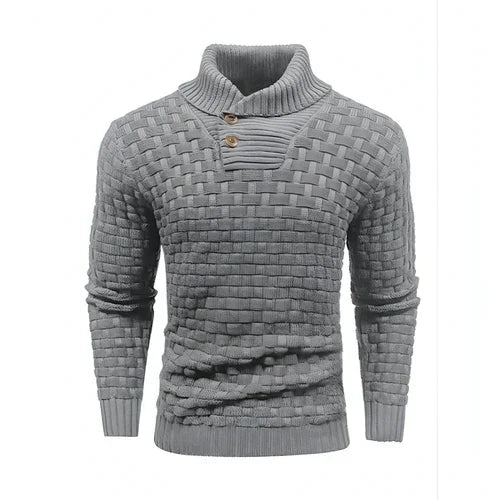 Chic Buttoned Slim Turtleneck Sweater for Men - Which Mark