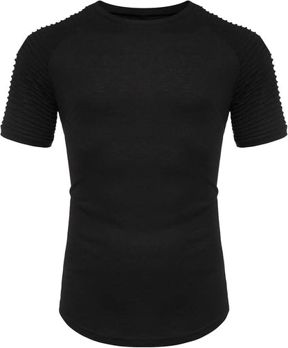 COOFANDY Men's Muscle T-Shirt Pleated Raglan Sleeve Bodybuilding Gym Tee Short Sleeve Fashion Workout Shirts Hipster Shirt - Which Mark