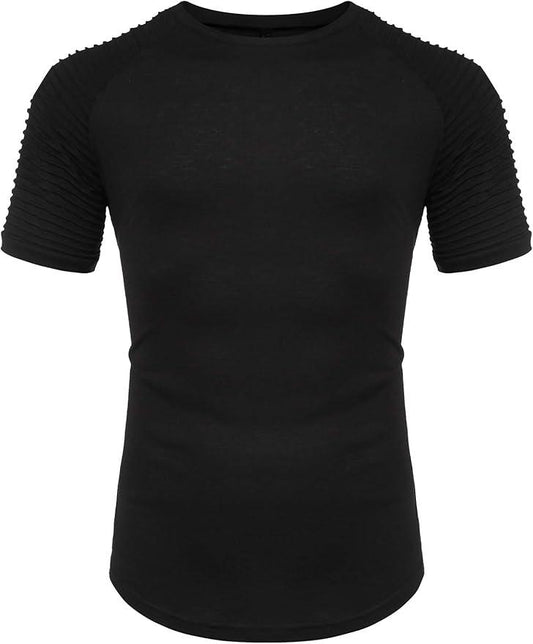 COOFANDY Men's Muscle T-Shirt Pleated Raglan Sleeve Bodybuilding Gym Tee Short Sleeve Fashion Workout Shirts Hipster Shirt - Which Mark