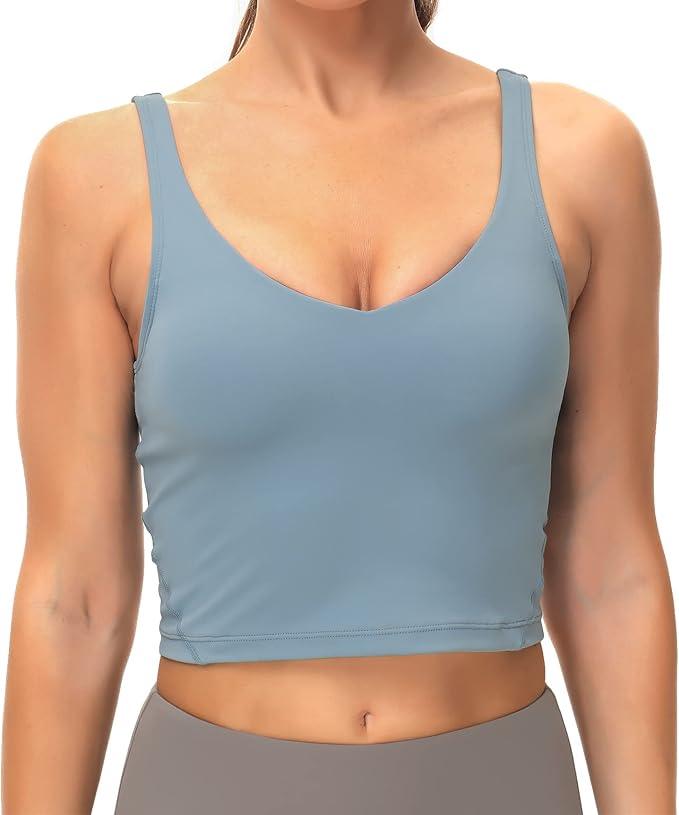 Dragon Fit Sports Bra for Women Longline Padded Yoga Bra Medium Impact Crop Tank Tops for Workout Fitness Running - Which Mark