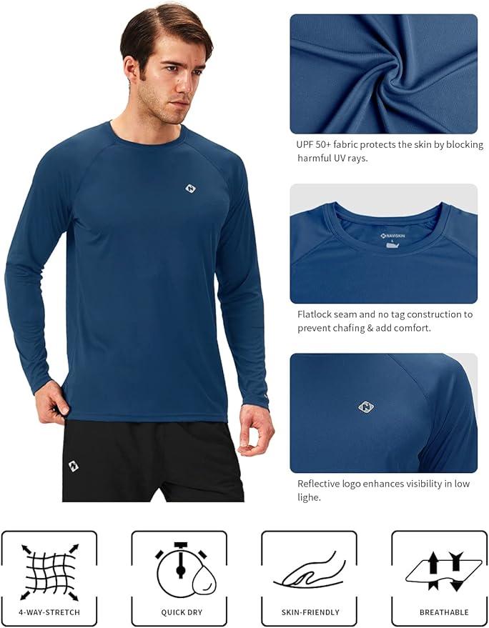 NAVISKIN Men's Sun Protection UPF 50+ UV Outdoor Long Sleeve T-Shirt - Which Mark