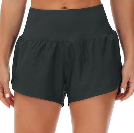 THE GYM PEOPLE Womens High Waisted Running Shorts Quick Dry Athletic Workout Shorts with Mesh Liner Zipper Pockets - Which Mark