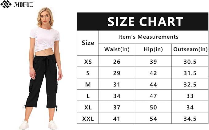 MoFiz Women's Cargo Hiking Capri Pants Lightweight Quick Dry Running Athletic Casual Outdoor Button Pockets - Which Mark