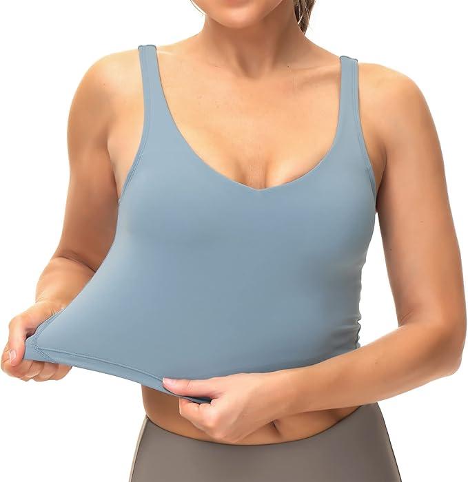 Dragon Fit Sports Bra for Women Longline Padded Yoga Bra Medium Impact Crop Tank Tops for Workout Fitness Running - Which Mark