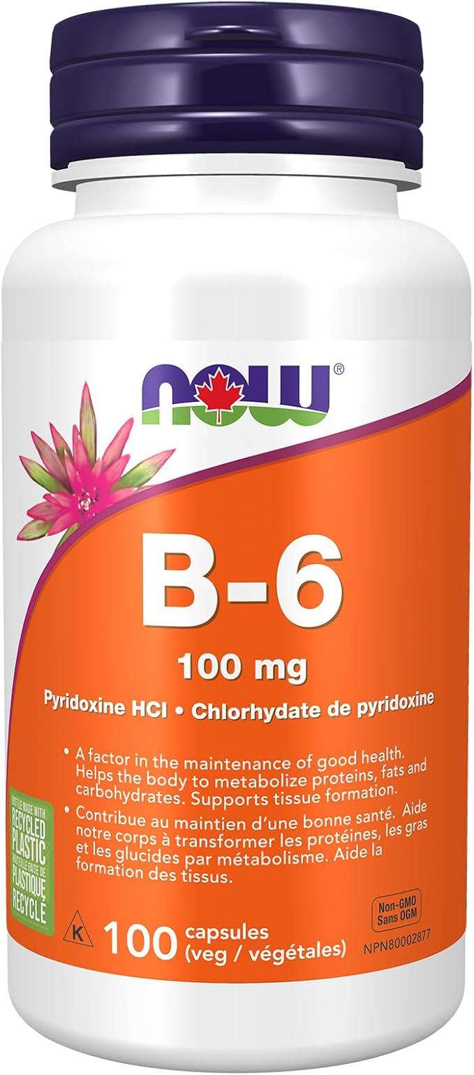 NOW Supplements, Vitamin B-6 (Pyridoxine HCl) 100 mg, Cardiovascular Health, 100 Veg Capsules - Which Mark