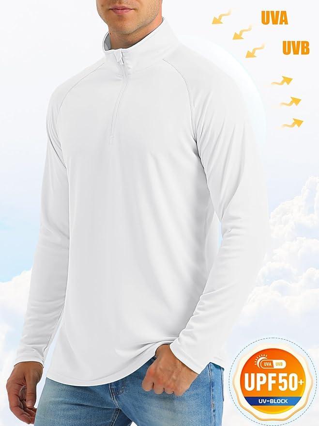 MAGCOMSEN Men's Long Sleeve Sun Shirts UPF 50+ Tees 1/4 Zip Up Fishing Running Rash Guard T-Shirts Outdoor Shirt - Which Mark