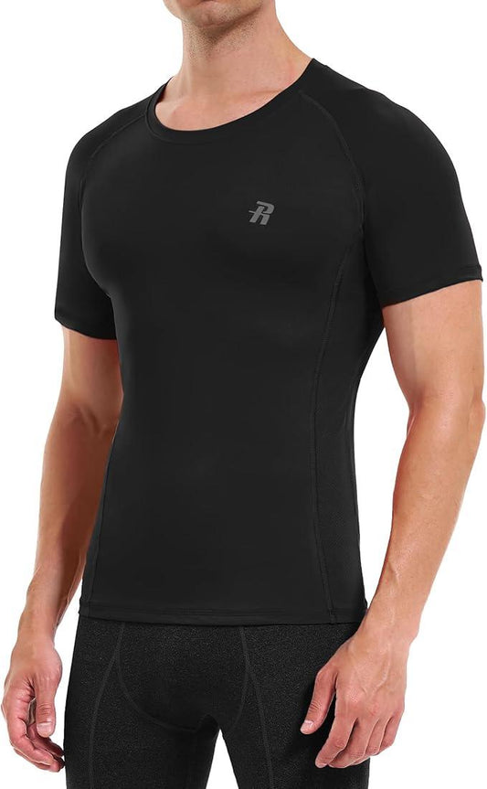 Runhit Long Sleeve Compression Shirts for Men Short Sleeve Quick Dry Athletic Workout T-Shirts Base Layer Tee Shirt - Which Mark