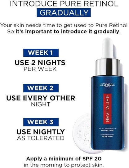 L’Oréal Paris Night Retinol Serum for Face, Revitalift Triple Power LZR, With 0.3% Pure Retinol, Moisturizes Skin and Eliminates Look of Deep Wrinkles, Skincare, 30 ml Climate Pledge Friendly - Which Mark
