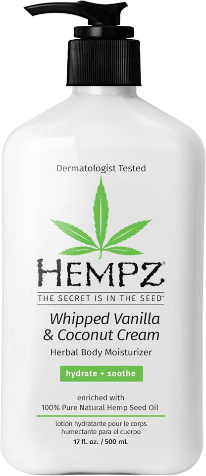 Hempz Whipped Vanilla & Coconut Cream Body & Hand Lotion, Vegan Formula, for Men or Women, 17 oz. - Which Mark