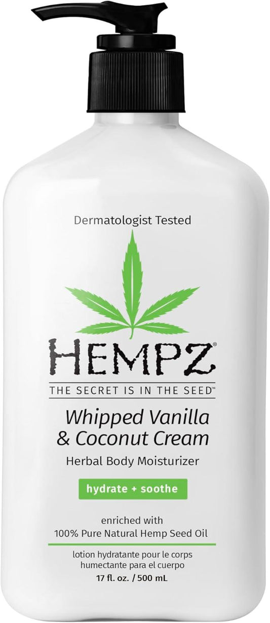 Hempz Whipped Vanilla & Coconut Cream Body & Hand Lotion, Vegan Formula, for Men or Women, 17 oz. - Which Mark