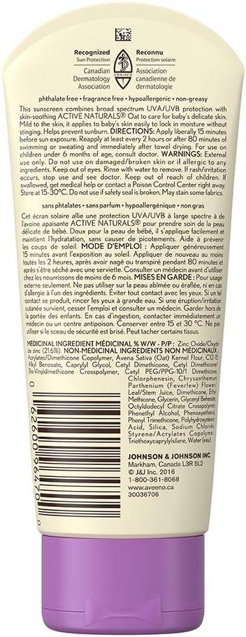 Aveeno Baby Mineral Sunscreen Lotion SPF 50-100 Naturally Sourced Zinc Oxide for Sensitive Skin - Water Resistant - 88 mL(packaging may vary) - Which Mark
