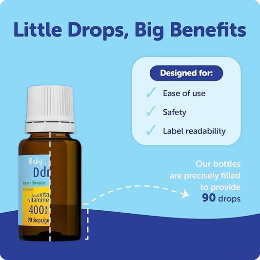 Organic Baby Ddrops 400 IU 90 drops (2.5ml) - Daily Liquid Vitamin D for Infants (Pack of 1) - Which Mark