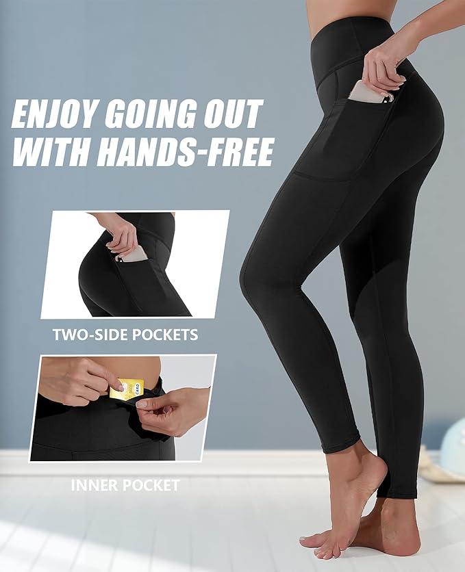 Polygon Yoga Pants for Women, High Waisted Leggings with Pockets, Tummy Control Non See Through Workout Pants - Which Mark