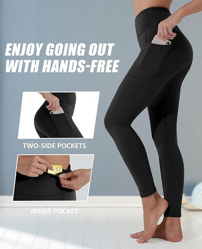 Polygon Yoga Pants for Women, High Waisted Leggings with Pockets, Tummy Control Non See Through Workout Pants - Which Mark
