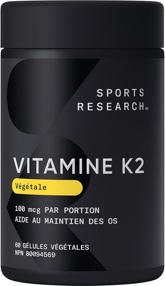 Sports Research Vitamin K2 as MK7 with Coconut MCT Oil | Non-GMO Verified, Vegan Certified (60 Veggie-Softgels) - Which Mark