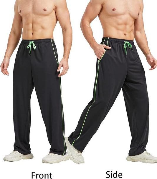 E-SURPA Men's Athletic Pant with Pockets Open Bottom Sweatpants for Men Workout, Exercise, Running - Which Mark