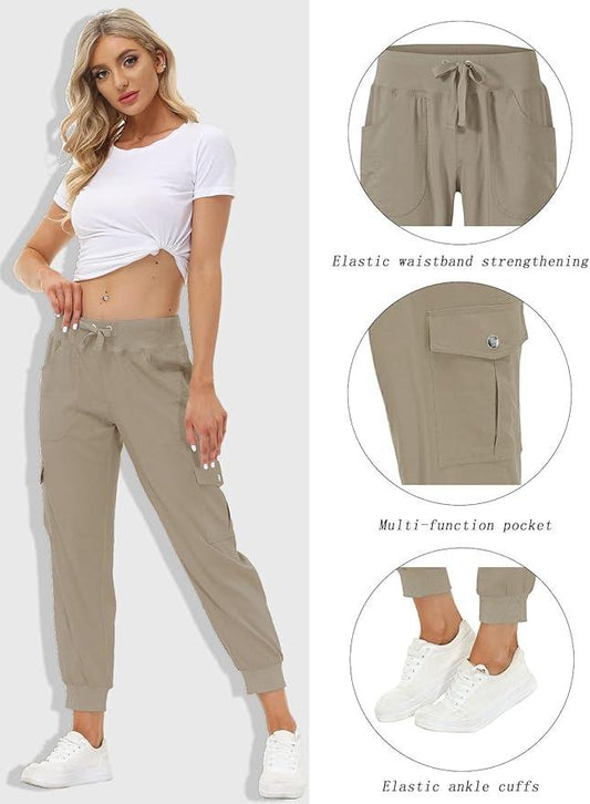 MoFiz Women's Cargo Capris Hiking Pants Lightweight Quick Dry Outdoor Athletic Travel Casual Loose Comfy Cute Pockets - Which Mark