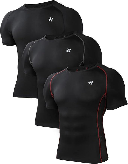 Runhit Long Sleeve Compression Shirts for Men Short Sleeve Quick Dry Athletic Workout T-Shirts Base Layer Tee Shirt - Which Mark