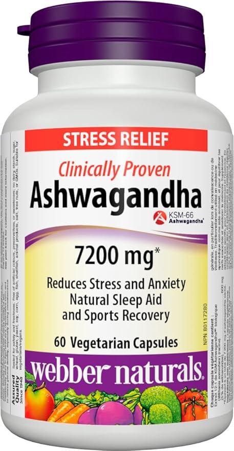 Webber Naturals Ashwagandha 7200 mg, 60 Capsules, Organic and Clinically Proven KSM-66 Ashwagangha, Helps Increase Resistance to Stress and Anxiety, Vegan - Which Mark