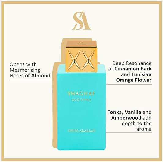 Swiss Arabian Shaghaf Oud Tonka - Vanilla Perfume with Warm Amber Fragrance - Earthy and Woody Allure - Enchanting Fusion of Arabic Perfume - 75 ml - Which Mark
