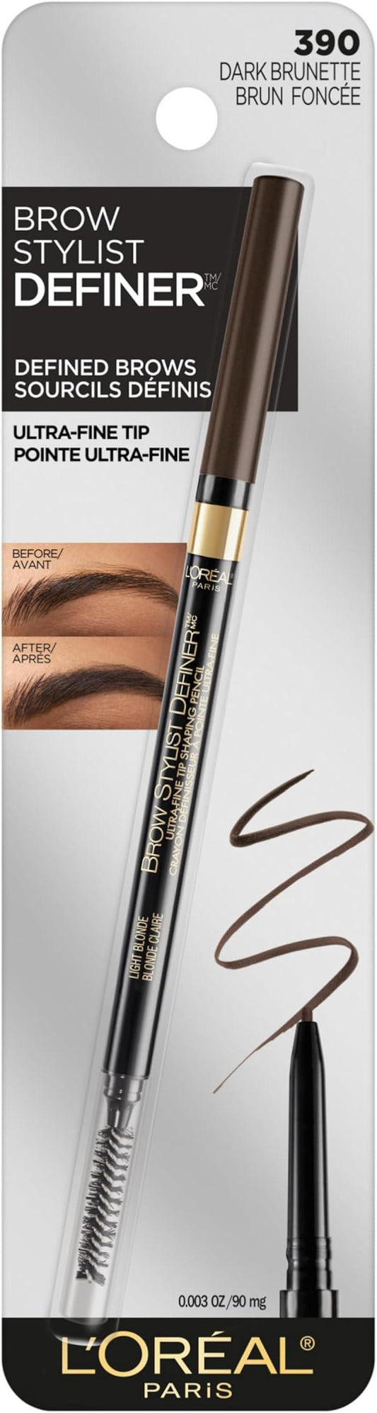 L’Oréal Paris Cosmetics Brow Stylist Definer, Ultra-Fine Tip Eyebrow Pencil, 0.5mm Tip for Well-Defined Brows and Easy Blend With No Gaps, Dark Brunette, 90mg - Which Mark