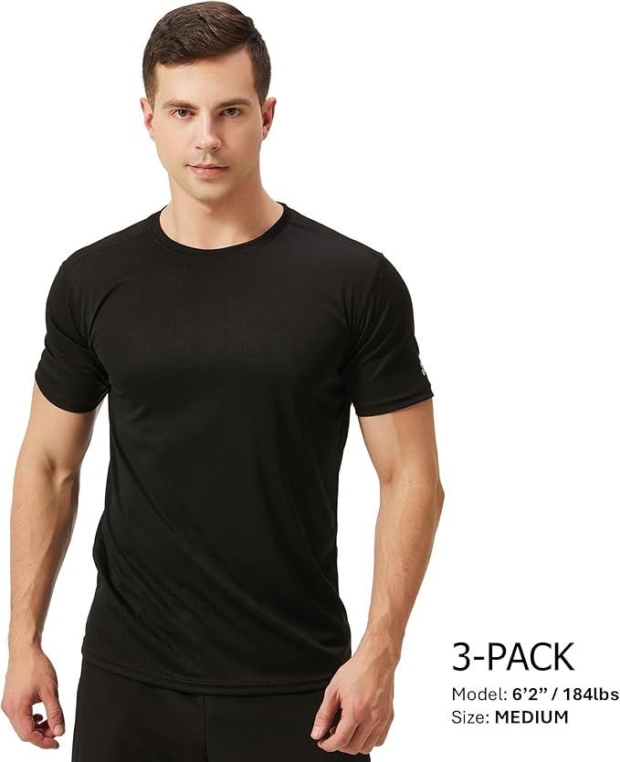 TEX2FIT Multi Pack Men's T Shirts Short Sleeve Quick Dry Workout Gym Shirts for Men - Which Mark