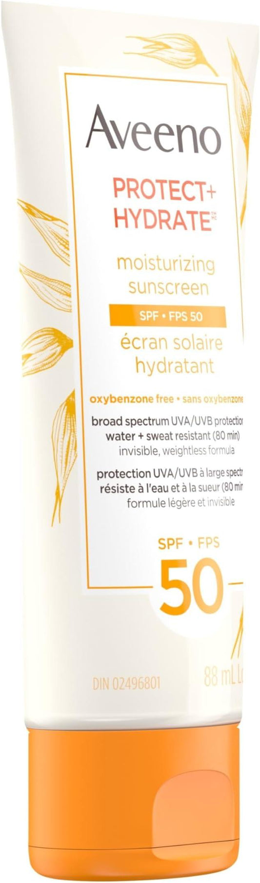Aveeno Protect & Hydrate Face Sunscreen Lotion SPF 50 - Broad Spectrum UVA/UVB Protection with Oat Formula - Water Resistant, Non-Comedogenic Moisturizing Cream for Sensitive Skin, 88 mL - Which Mark