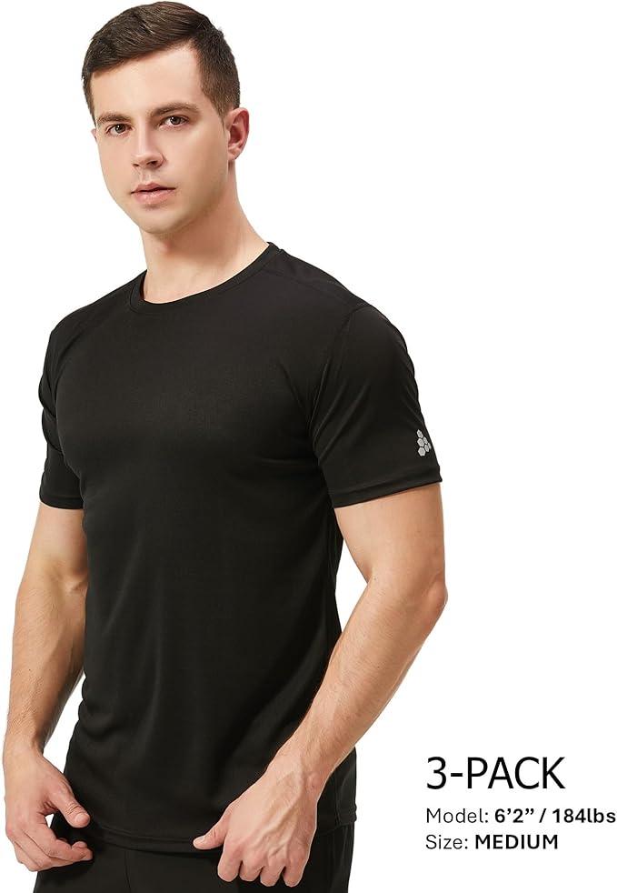 TEX2FIT Multi Pack Men's T Shirts Short Sleeve Quick Dry Workout Gym Shirts for Men - Which Mark