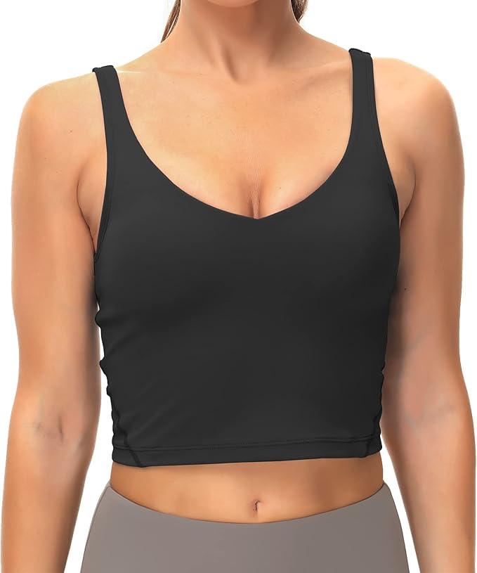 Dragon Fit Sports Bra for Women Longline Padded Yoga Bra Medium Impact Crop Tank Tops for Workout Fitness Running - Which Mark