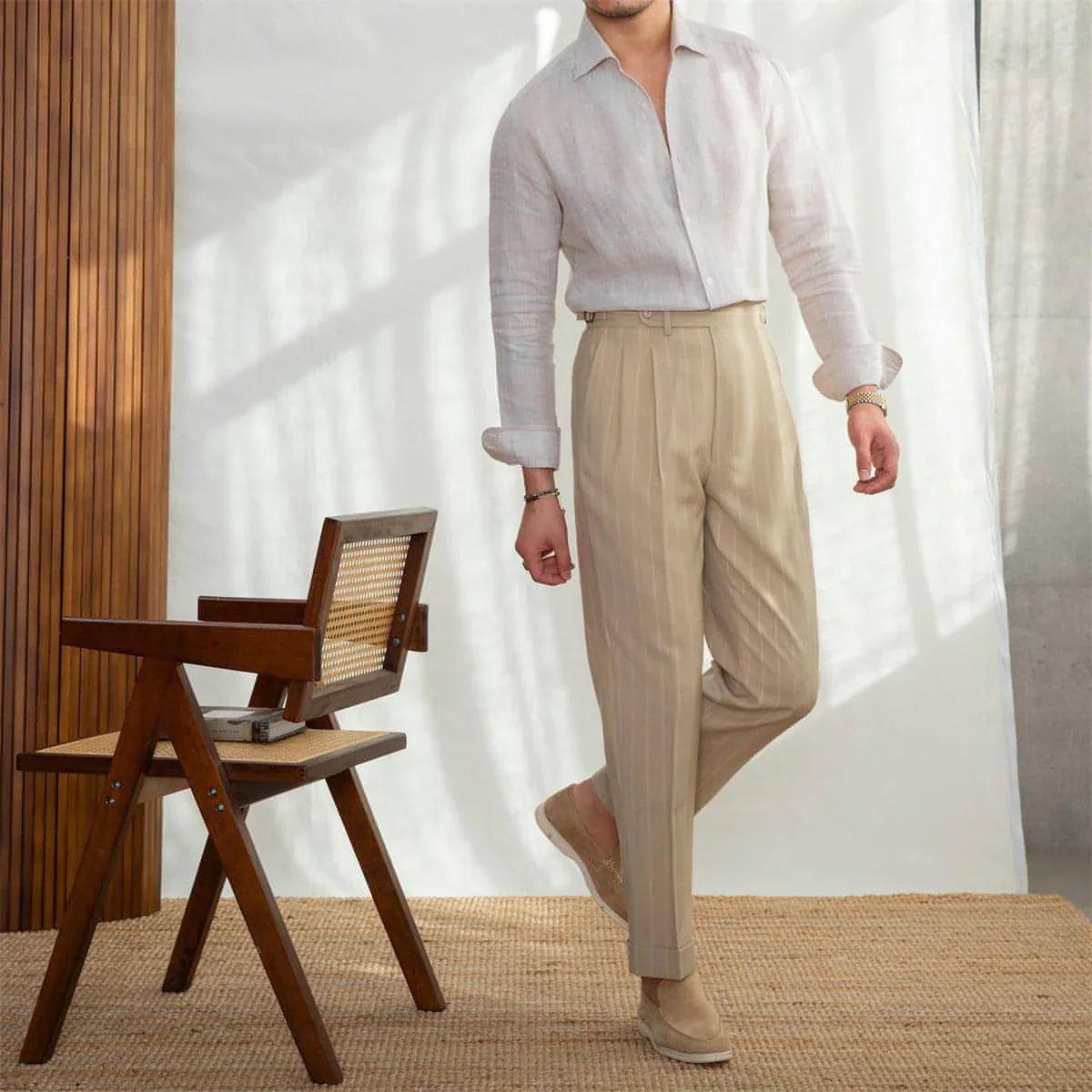 One Neckline Slim Fit DressShirt For Men - Which Mark