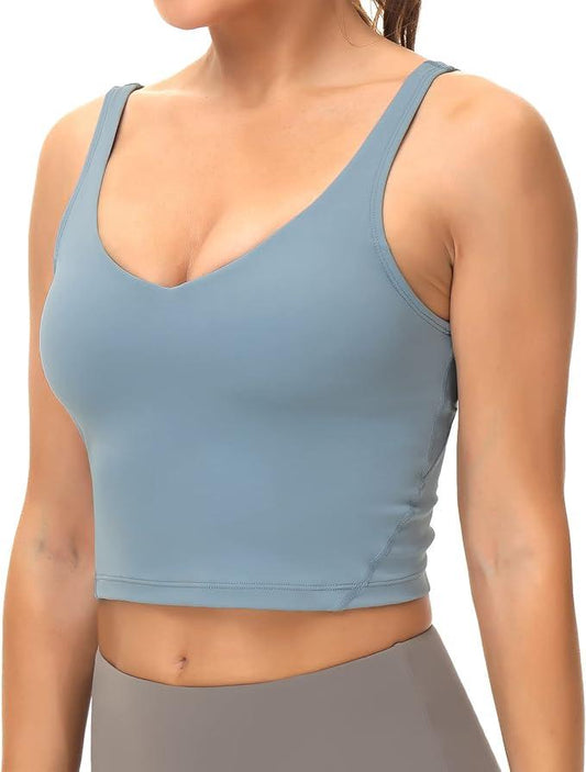 Dragon Fit Sports Bra for Women Longline Padded Yoga Bra Medium Impact Crop Tank Tops for Workout Fitness Running - Which Mark