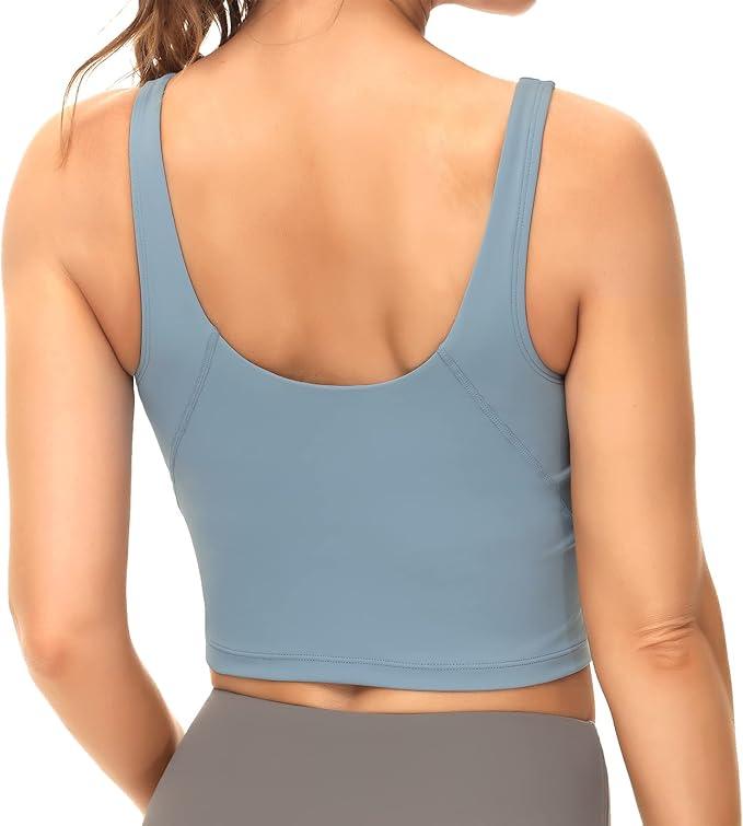 Dragon Fit Sports Bra for Women Longline Padded Yoga Bra Medium Impact Crop Tank Tops for Workout Fitness Running - Which Mark